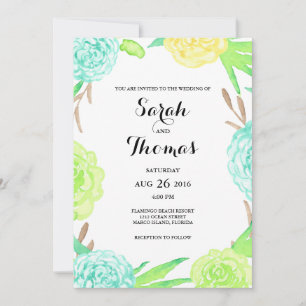 Convites Casamento de Flores de Verão de Aquarela