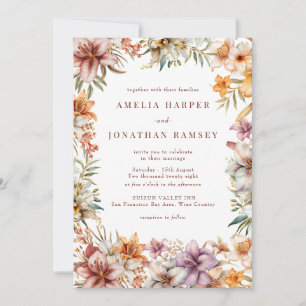 Convites Casamento de Flores de Watercolor Boho