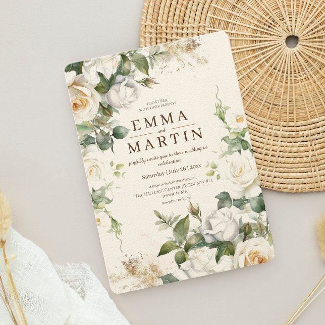 Convites Casamento de Flores Elegante de Ceras Brancas (Criador carregado)
