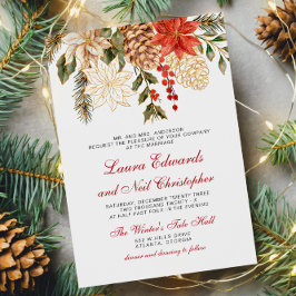 Convites Casamento de Flores Evergreen de inverno
