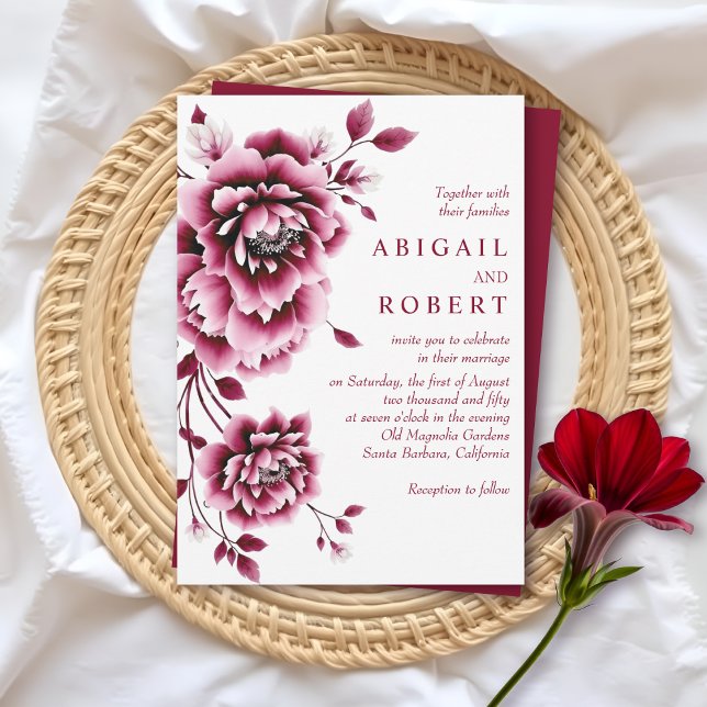Convites Casamento de flores florais cor-de-rosa e borbolet (Criador carregado)