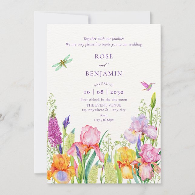 Convites Casamento de flores irlandesas aquáticas (Frente)