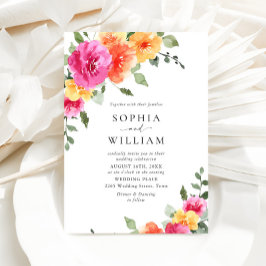 Convites Casamento de Flores Laranja Festivas Brilhantes Ro