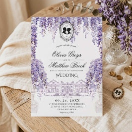 Convites Casamento de Flores Lilás Elegantes Vitorianas