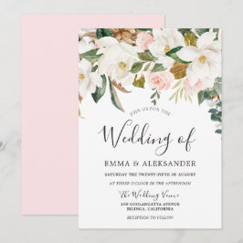 Convites Casamento de Flores Modernas de Blush & White Wate