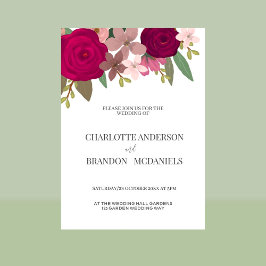 Convites Casamento de Flores Modernas do Jardim Borgonha