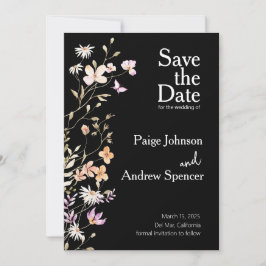 Convites Casamento de Flores Negras Salva a Data