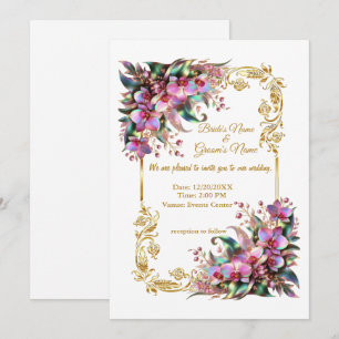 Convites Casamento de Flores Orquídeas Elegantes e Vibrante