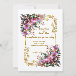 Convites Casamento de Flores Orquídeas Elegantes e Vibrante