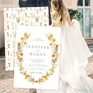 Convites Casamento de flores pequenas amarelas flores silve