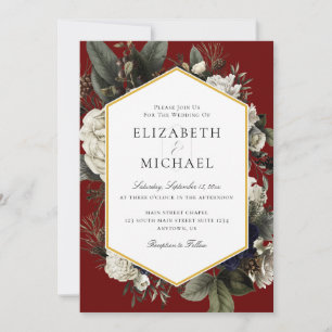 Convites Casamento de Flores Pintadas com Buquê de inverno