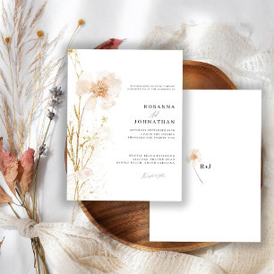 Convites Casamento de Flores Prensadas Românticas Douradas