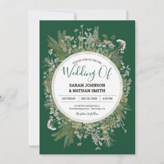 Convites Casamento de Flores Pressionadas Emerald Forrest G
