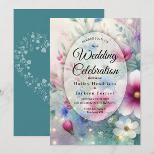 Convites Casamento de Flores Radiantes e Brilhantes de Prim