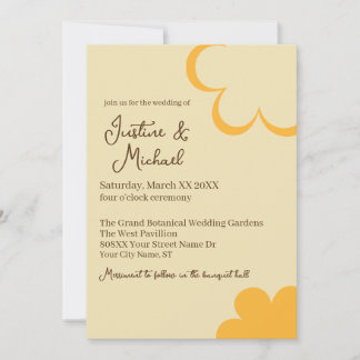 Convites Casamento de Flores Retro Amarelas e Laranjas
