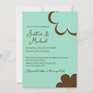 Convites Casamento de Flores Retro Verde Azul e Marrom