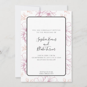 Convites Casamento de Flores Românticas Simples