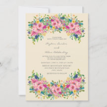 Casamento de Flores Rosa Azul Amarelo Boho