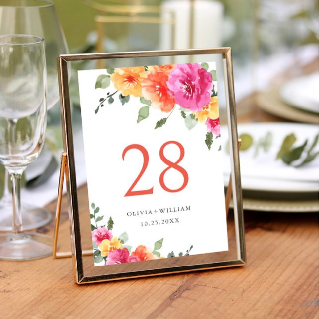 Convites Casamento de Flores Rosa Brilhantes De Aquarela El (Criador carregado)