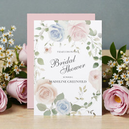 Convites Casamento de Flores Rosa em Aquarela Chá de Noiva