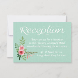Convites Casamento de Flores Rosa Rosa de Recepção Verde de