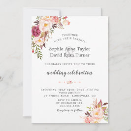 Convites Casamento de Flores Rosa-Rosa Escamoteadas Elegant