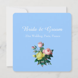 Convites casamento de flores rosa-vintage e de rosa-amarela