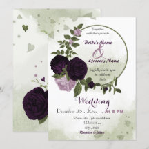 casamento de flores roxas escuras e verdes