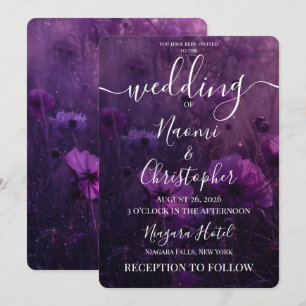 Convites Casamento de Flores Roxas Escuras Personalizadas