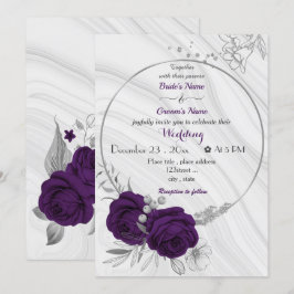 Convites casamento de flores roxas reais