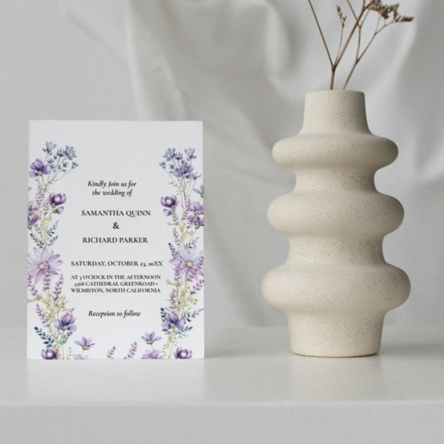 Convites Casamento de Flores Roxo-Elegante (Criador carregado)