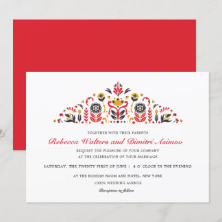 Convites Casamento de Flores Russo Art Khokhloma