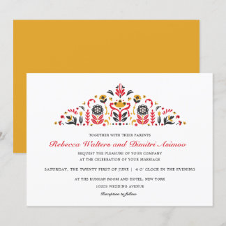 Convites Casamento de Flores Russo Art Khokhloma