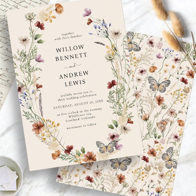 Convites Casamento de Flores Rústicas Boho (Rustic Boho Flowers Wedding Invitation
)