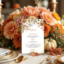 Casamento de Flores Secas de Outono Boho | Menu