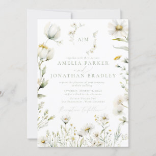 Convites Casamento de Flores Selvagens com Código QR Modern