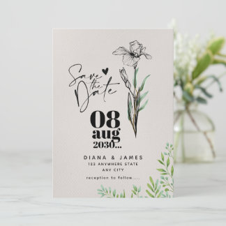 Convites Casamento de Flores Selvagens com Data de Salvamen