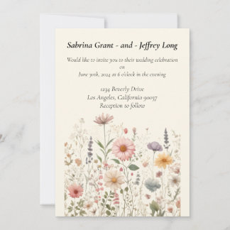 Convites Casamento de Flores Selvagens de Aquarela Encantad