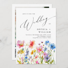 Convites Casamento de Flores Selvagens de Aquarela Festiva