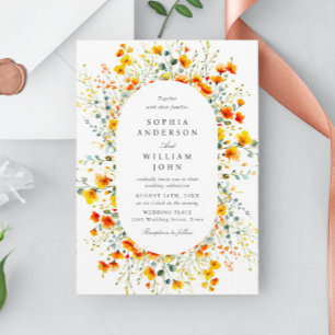Convites Casamento de Flores Selvagens de Aquarelas Elegant