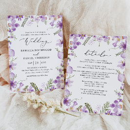 Convites Casamento de Flores Selvagens de Lavanda All-in-on