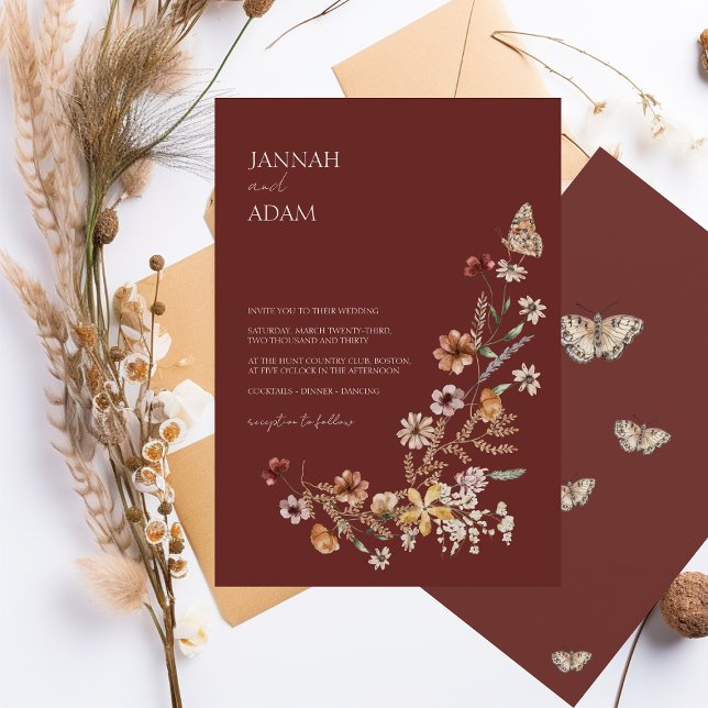 Convites Casamento de Flores Selvagens do outono de Terraco (Criador carregado)