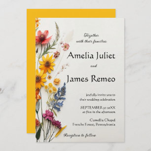 Convites Casamento de Flores Selvagens do País Elegante Boh