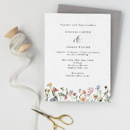 Convites Casamento de Flores Selvagens Elegante Boho