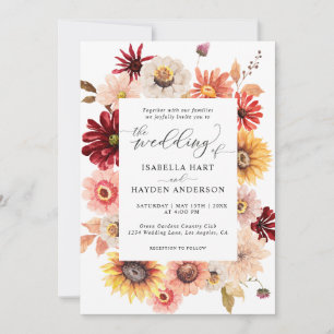 Convites Casamento de Flores Selvagens Florais Sunflower