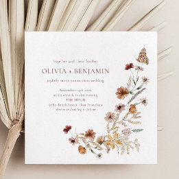 Convites Casamento de Flores Selvagens Modernas Elegantes B