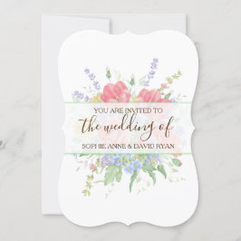 Convites Casamento de Flores Selvagens Rústicas Por Aquarel