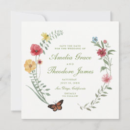 Convites Casamento de Flores Selvagens Save the Date