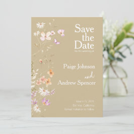 Convites Casamento de Flores Selvagens Tan Salvar a Data