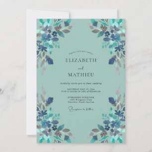 Convites Casamento de Flores Silvestres Aqua